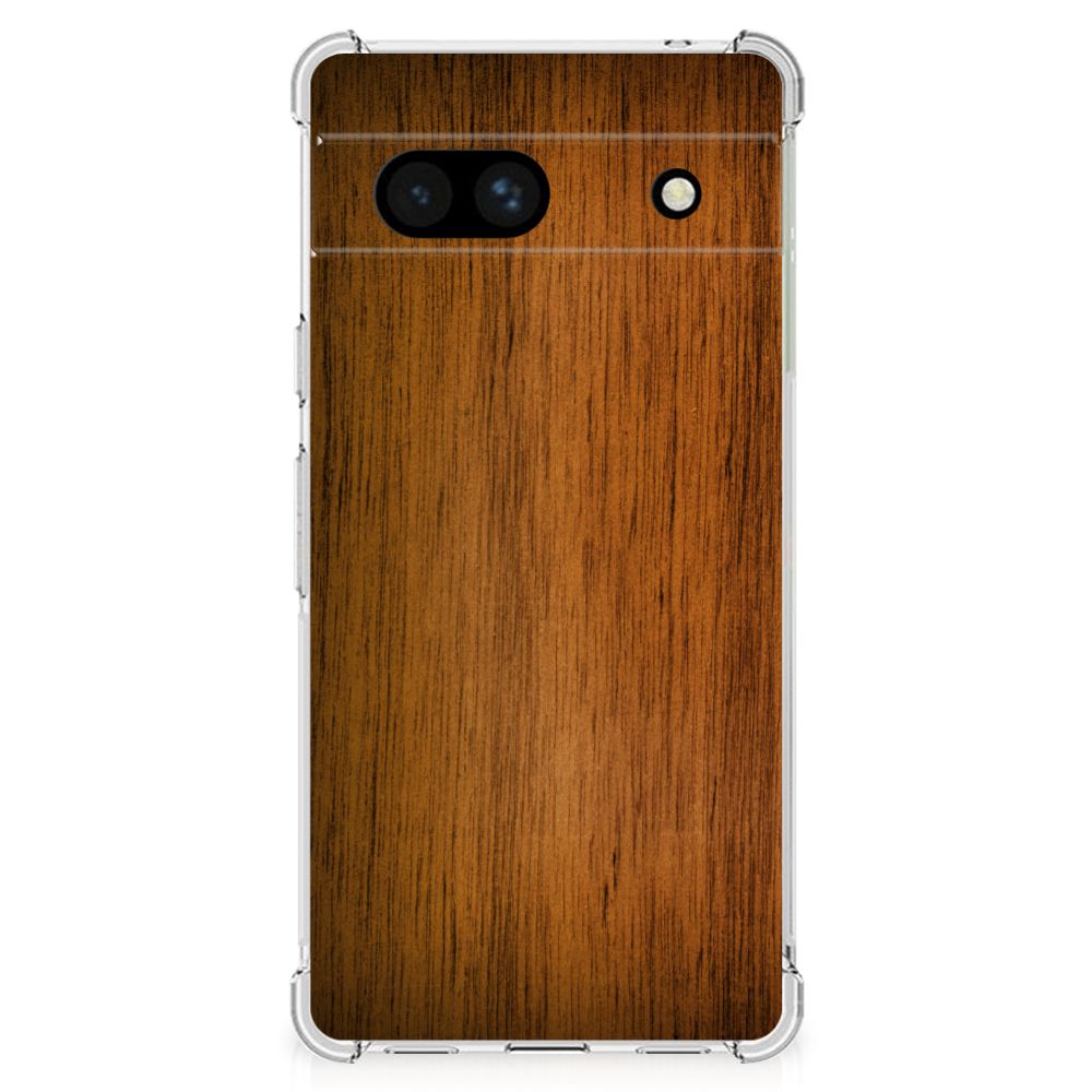 Google Pixel 7A Stevig Telefoonhoesje Donker Hout