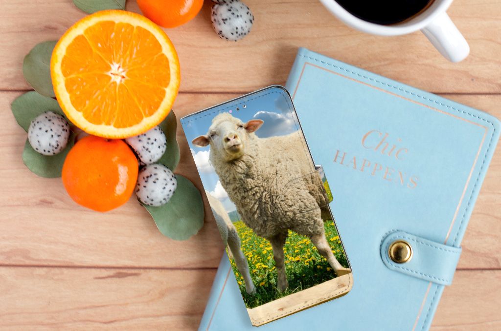 Samsung Galaxy A32 4G Telefoonhoesje met Pasjes Schaap en Lammetje