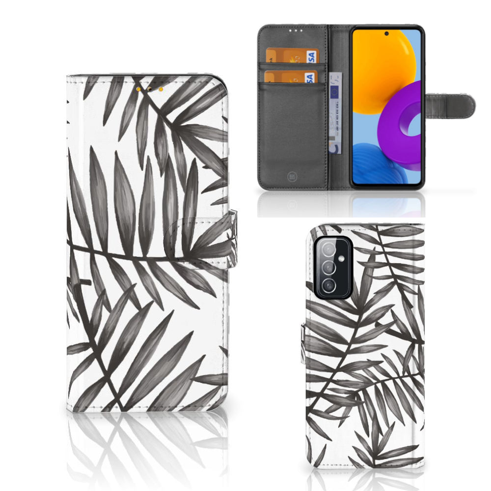 Samsung Galaxy M52 Hoesje Leaves Grey