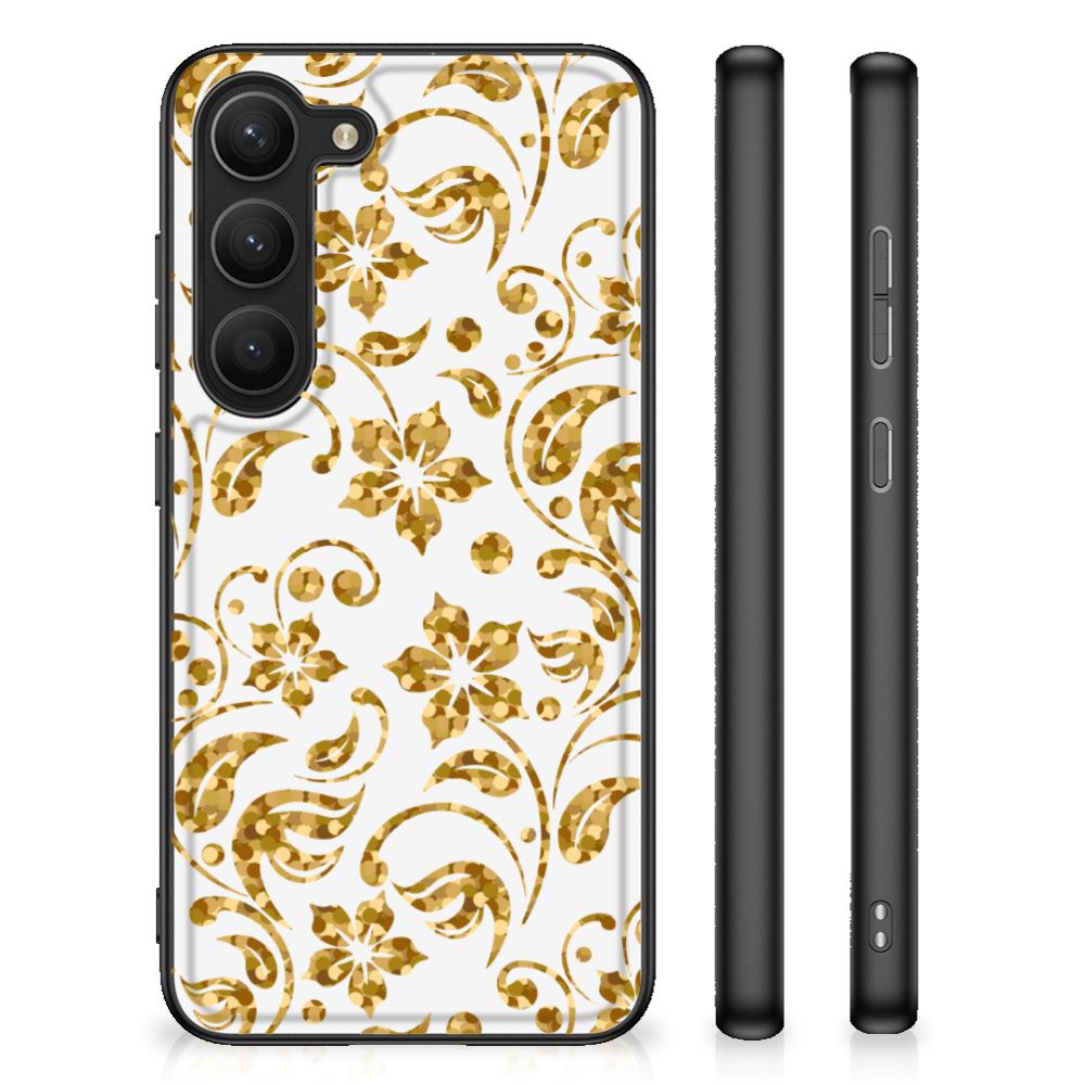 Samsung Galaxy S23 Bloemen Hoesje Gouden Bloemen