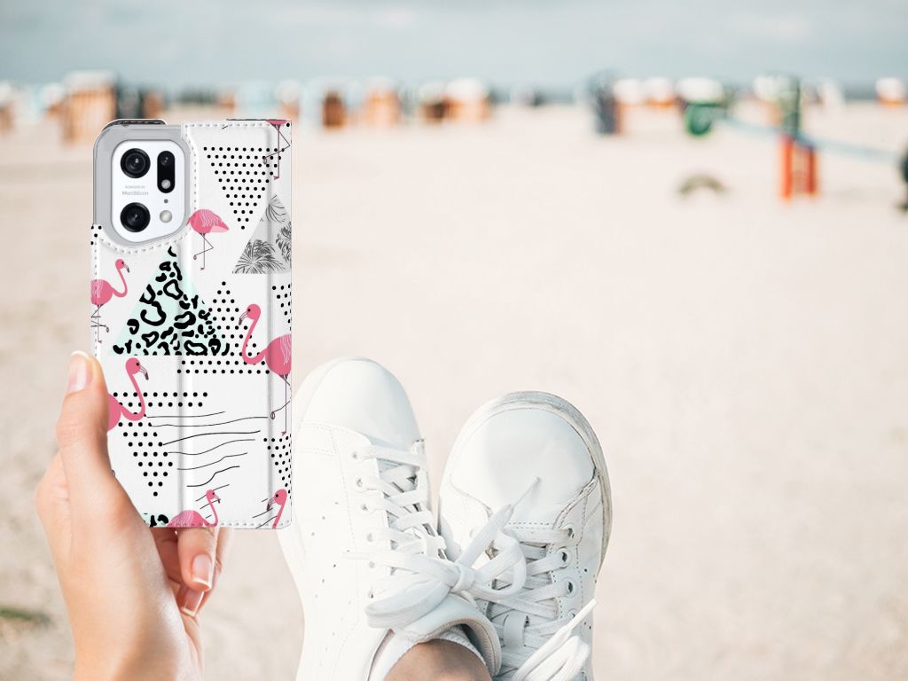 OPPO Find X5 Pro Hoesje maken Flamingo Triangle - B2C Telecom