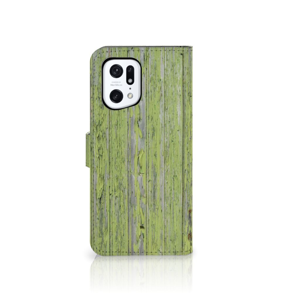 OPPO Find X5 Pro Book Style Case Green Wood