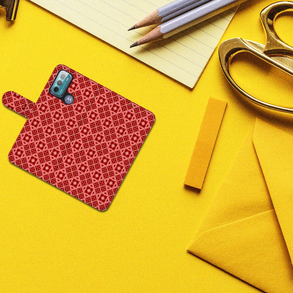 Motorola Moto G60 Telefoon Hoesje Batik Rood
