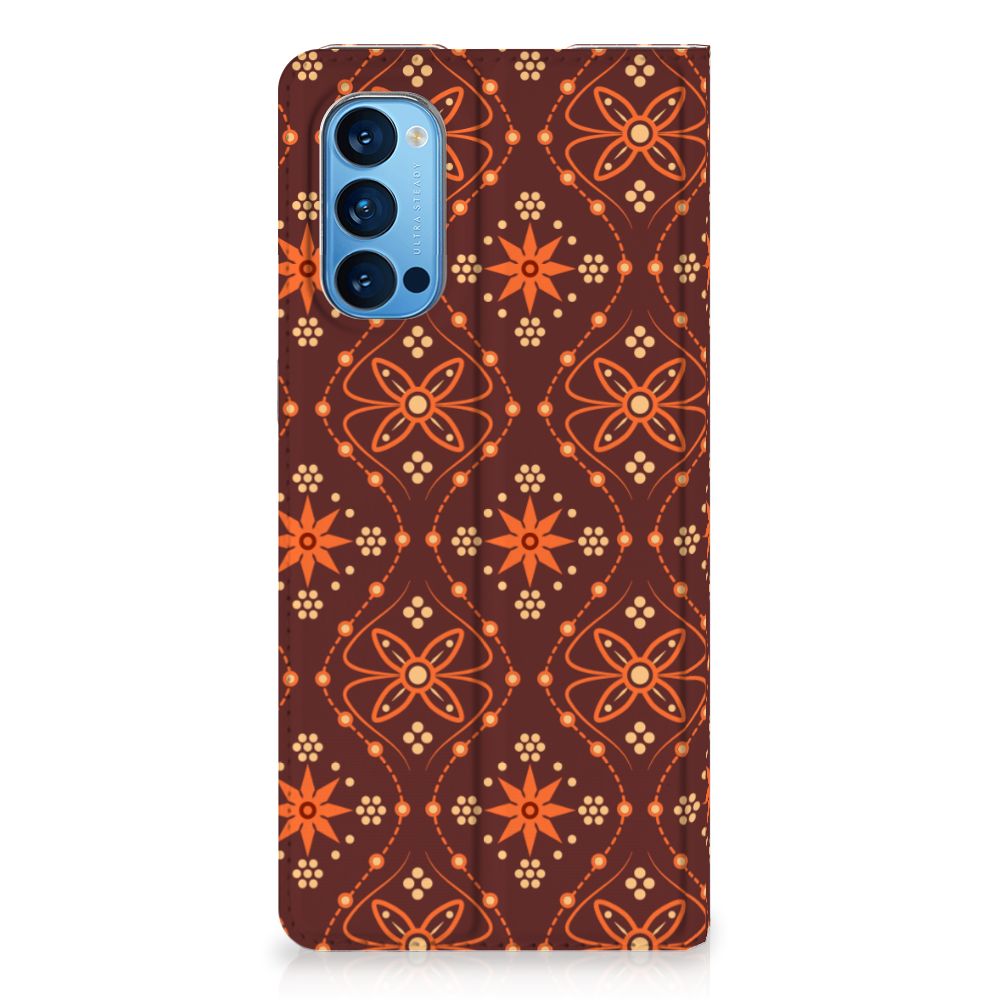 OPPO Reno4 Pro 5G Hoesje met Magneet Batik Brown - B2C Telecom