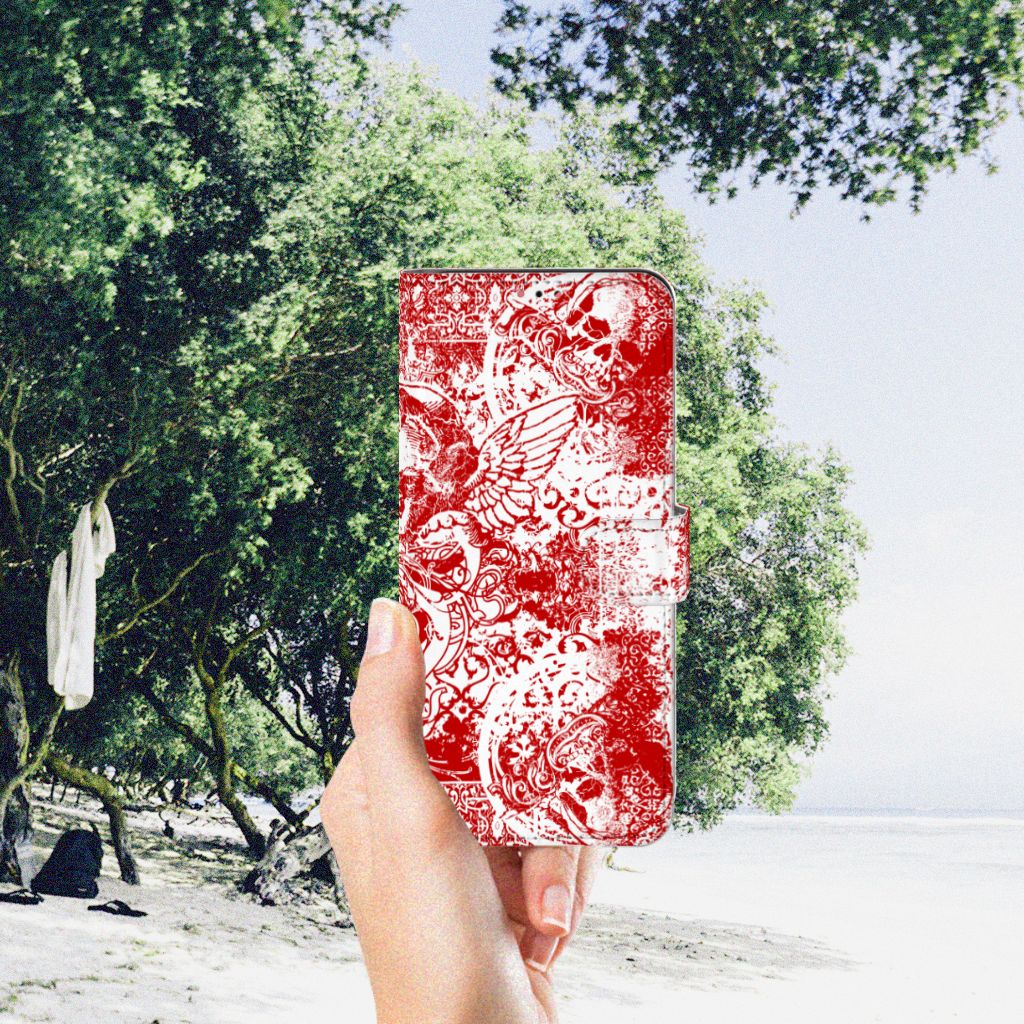 Telefoonhoesje met Naam Samsung Galaxy A13 (4G) Angel Skull Rood