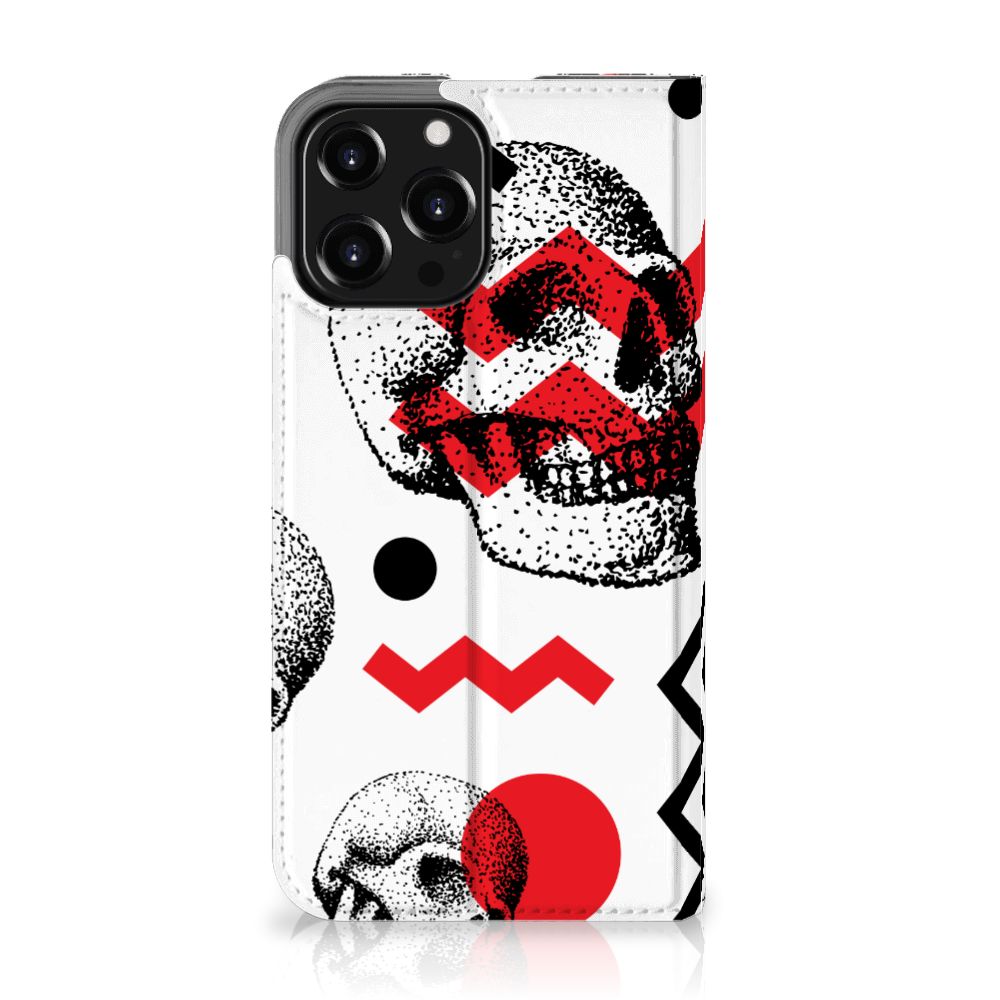 Mobiel BookCase iPhone 13 Pro Max Skull Red - B2C Telecom