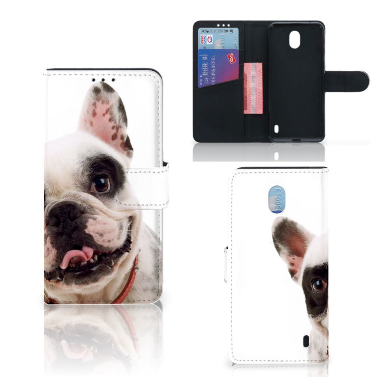 Nokia 1 Plus Telefoonhoesje met Pasjes Franse Bulldog