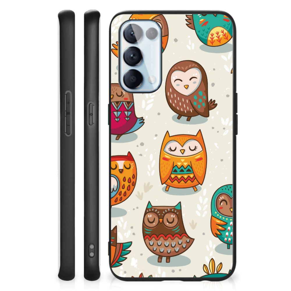 OPPO Reno5 5G | Find X3 Lite Dierenprint Telefoonhoesje Vrolijke Uilen B2C Telecom