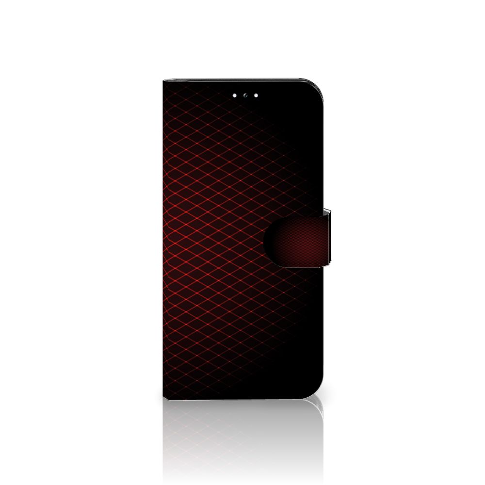 Samsung Galaxy A54 5G Telefoon Hoesje Geruit Rood met ruitpatroon en zwarte achtergrond