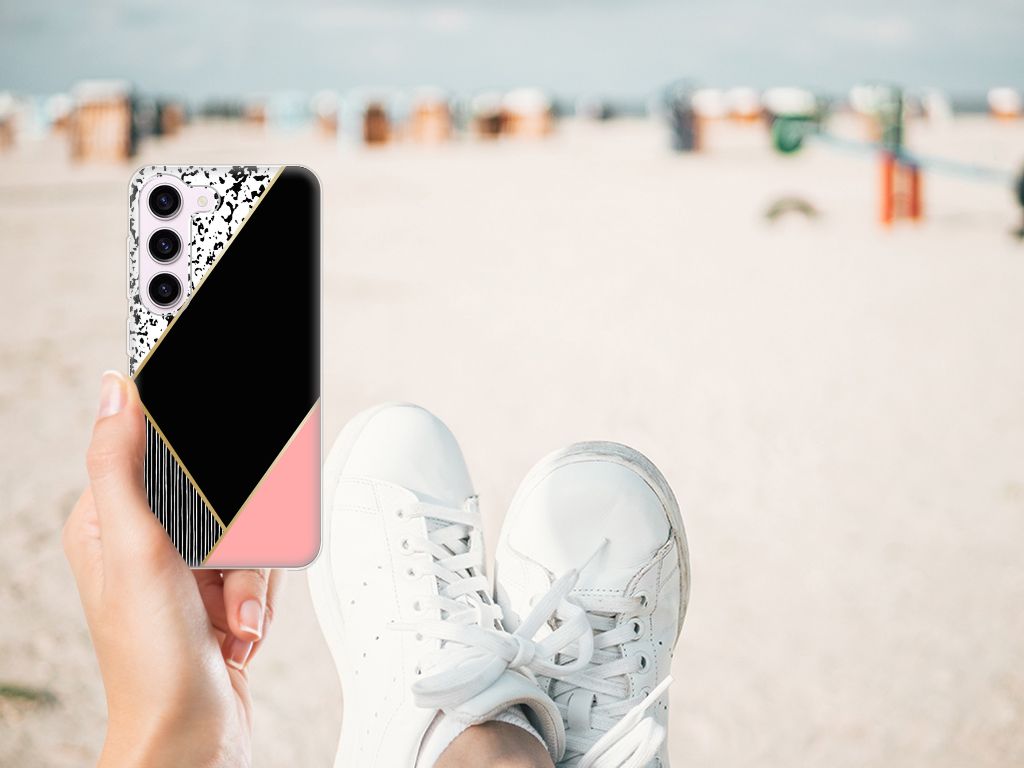 Samsung Galaxy S23 TPU Hoesje Zwart Roze Vormen B2C Telecom