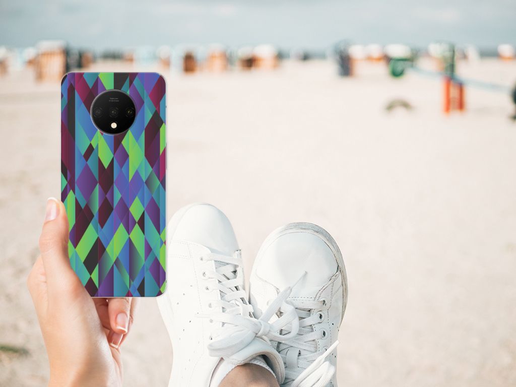 OnePlus 7T TPU Hoesje Abstract Green Blue