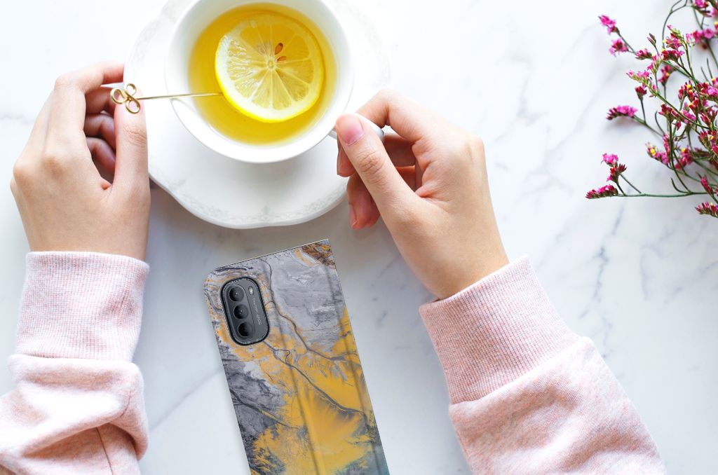 Motorola Moto G31 | G41 Standcase Marble Blue Gold - B2C Telecom