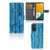Samsung Galaxy A14 5G Book Style Case Wood Blue - Book-style case in blue wood design with card holders.