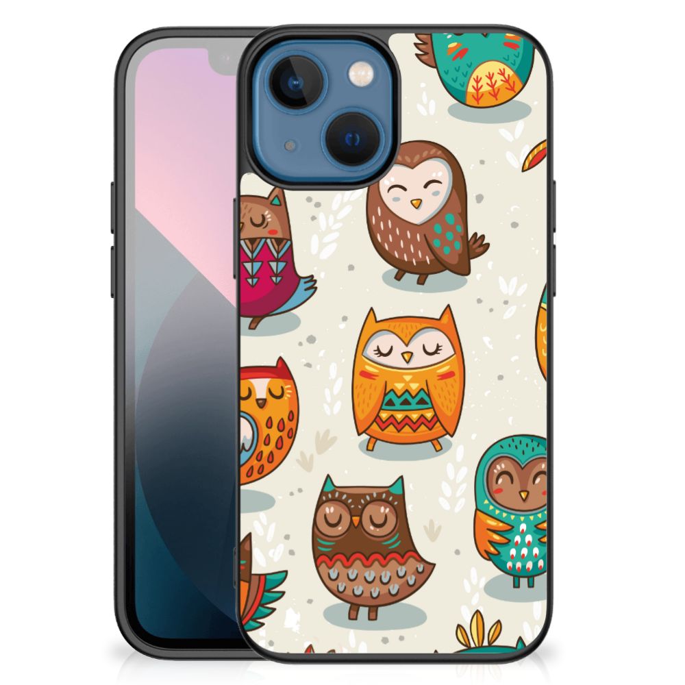 Apple iPhone 13 mini Dierenprint Telefoonhoesje Vrolijke Uilen