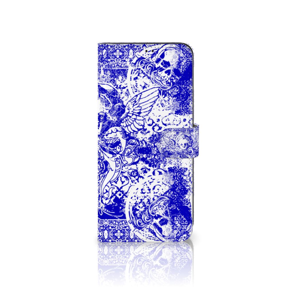 Telefoonhoesje met Naam Samsung Galaxy A22 5G Angel Skull Blauw