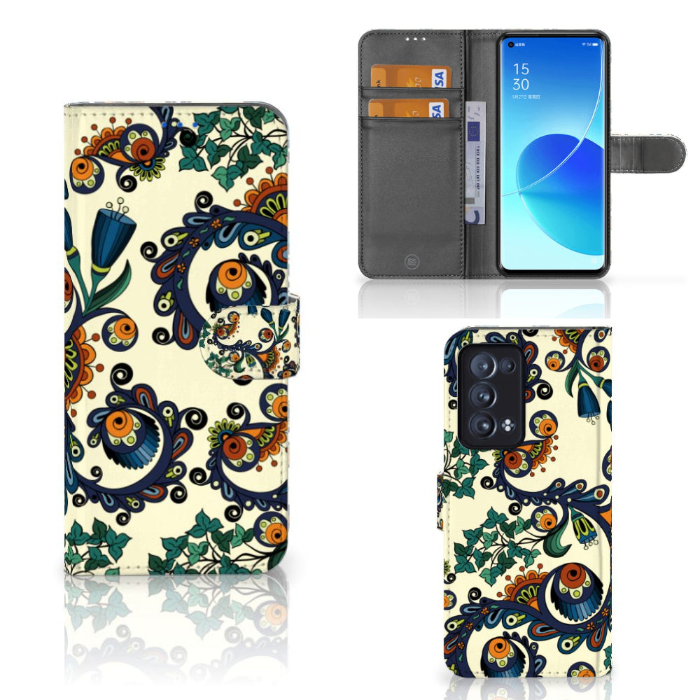 Wallet Case OPPO Reno 6 Pro Plus 5G Barok Flower