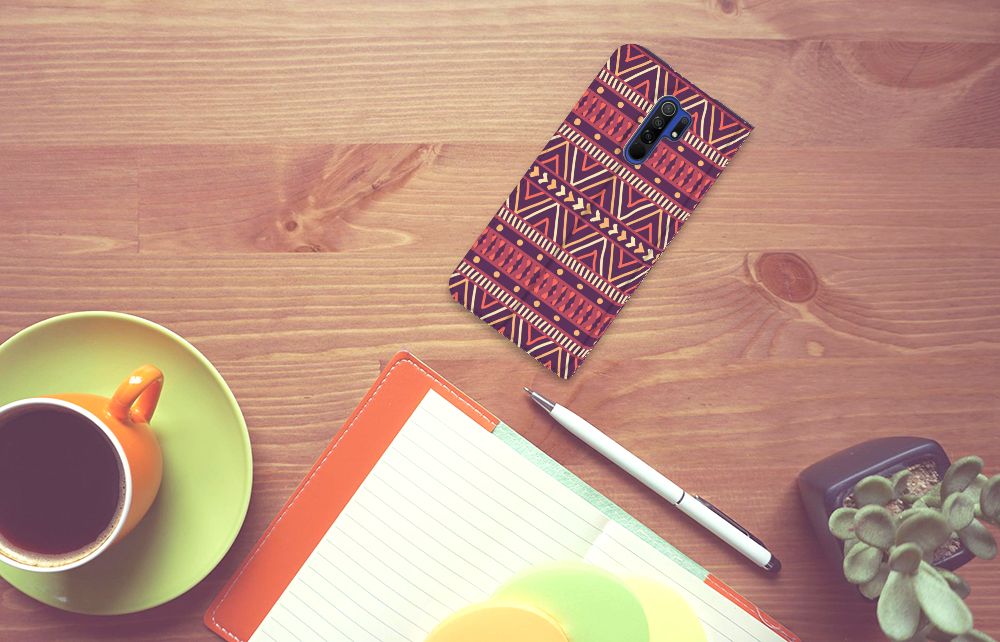 Xiaomi Redmi 9 Hoesje met Magneet Aztec Paars - B2C Telecom