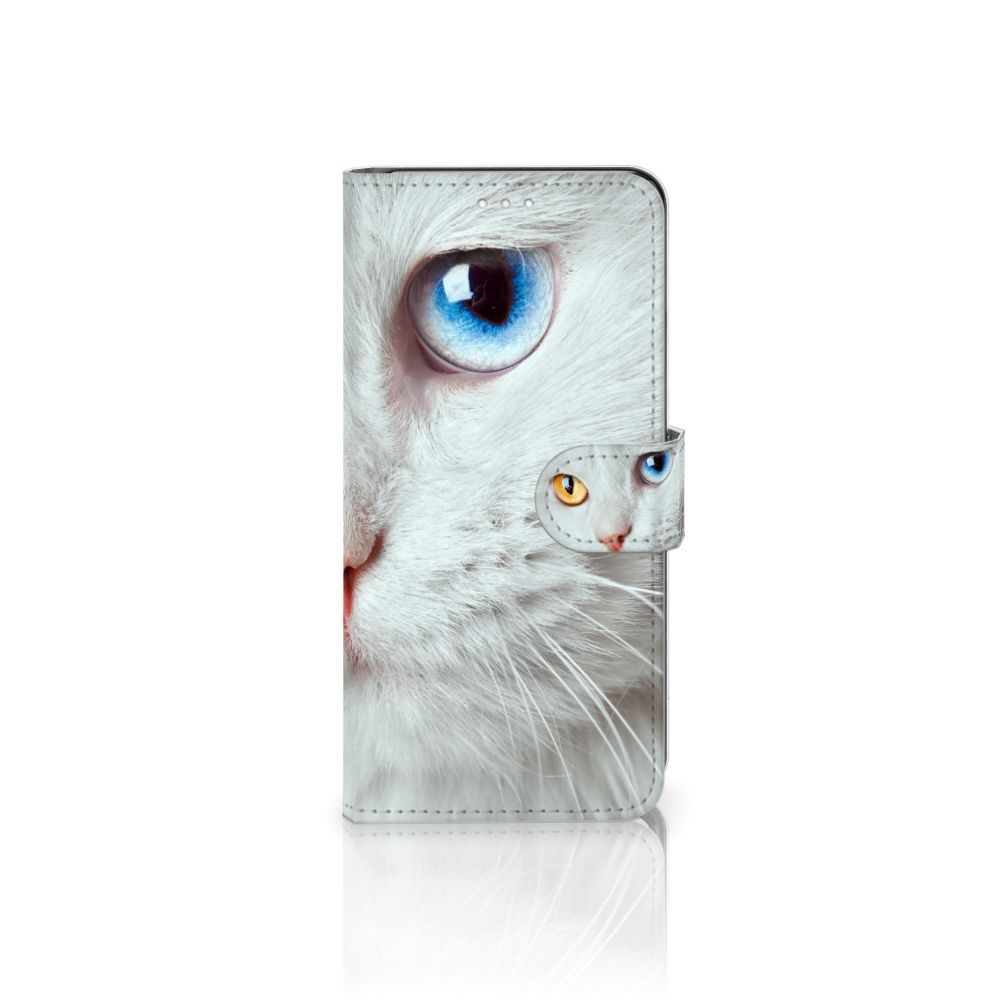 Samsung Galaxy S21 Telefoonhoesje met Pasjes Witte Kat