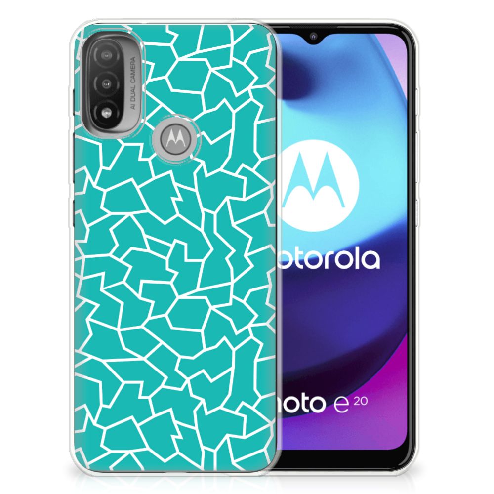 Motorola Moto E20 | E40 Hoesje maken Cracks Blue