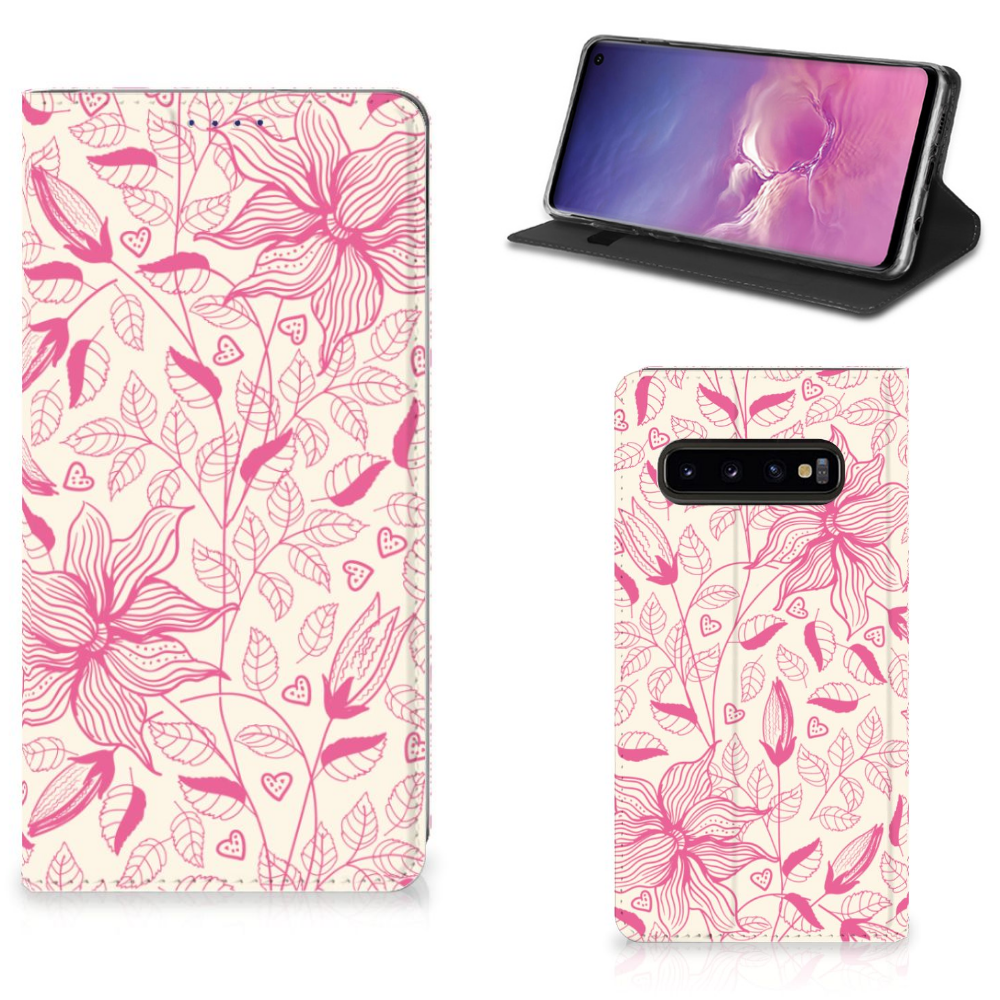 Samsung Galaxy S10 Smart Cover Pink Flowers