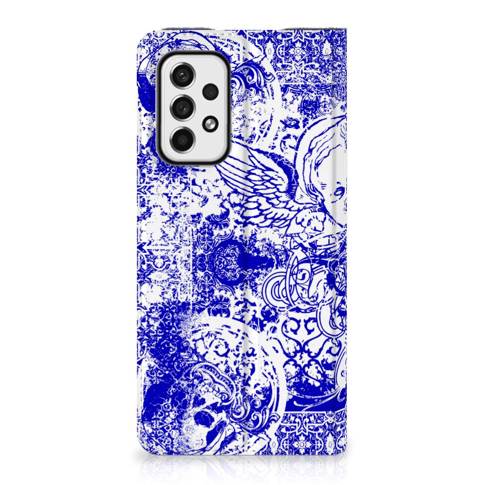 Mobiel BookCase Samsung Galaxy A73 Angel Skull Blauw - B2C Telecom