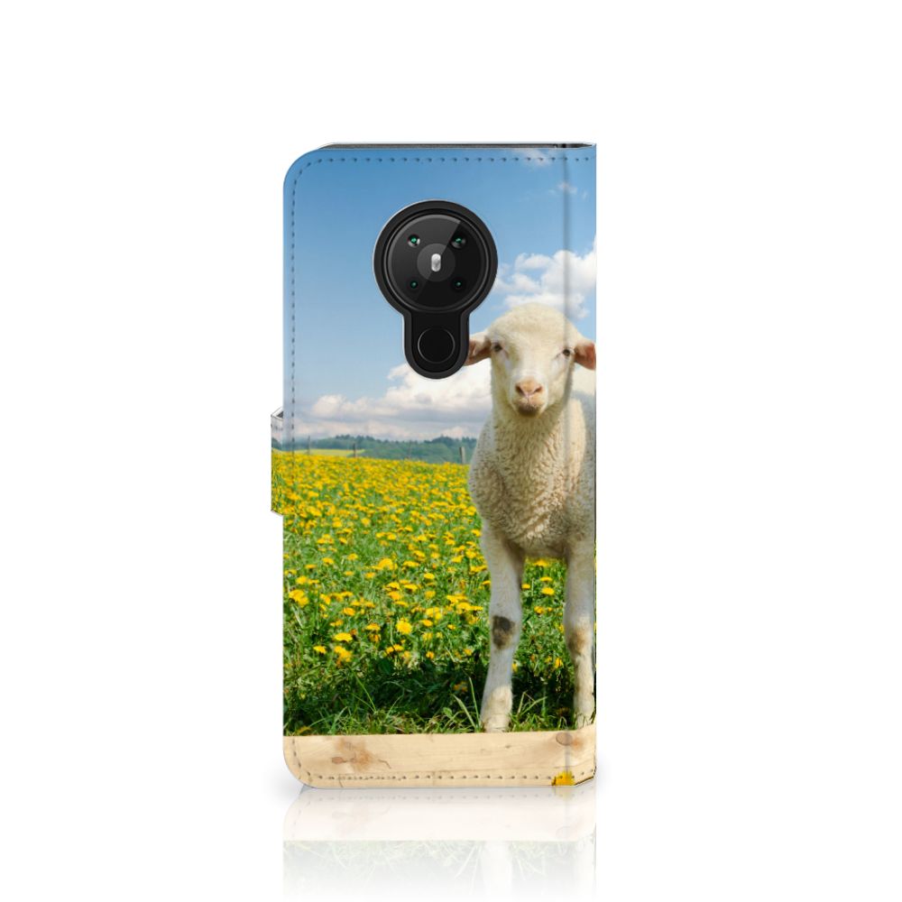 Nokia 5.3 Telefoonhoesje met Pasjes Schaap en Lammetje