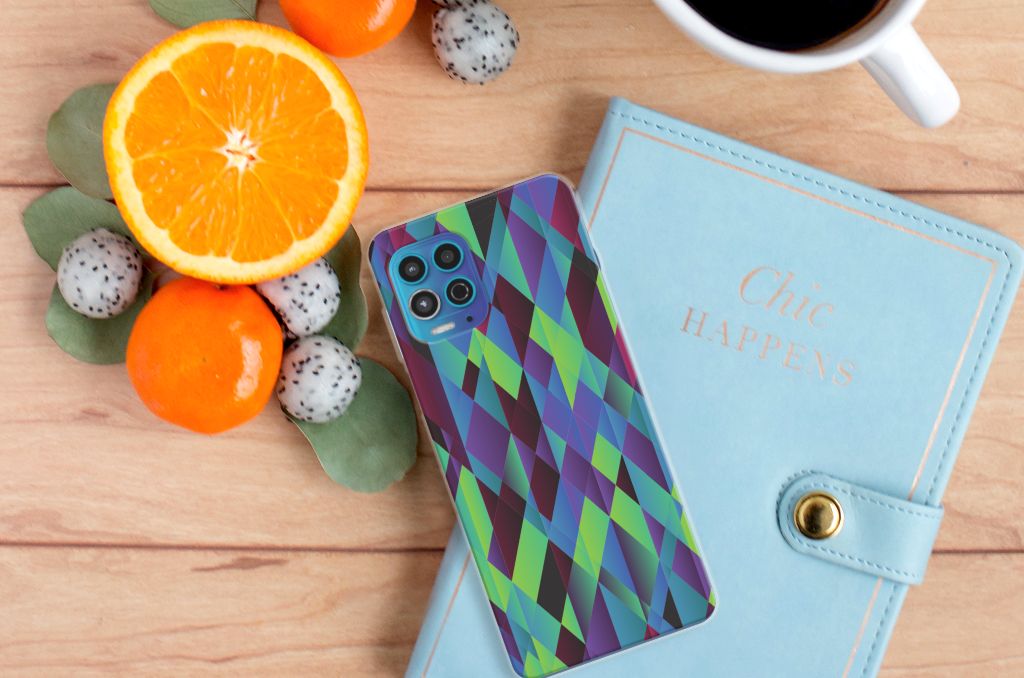 Motorola Moto G100 TPU Hoesje Abstract Green Blue B2C Telecom