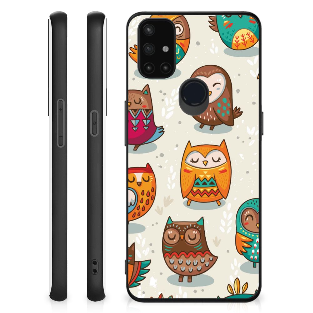 OnePlus Nord N10 5G Dierenprint Telefoonhoesje Vrolijke Uilen B2C Telecom
