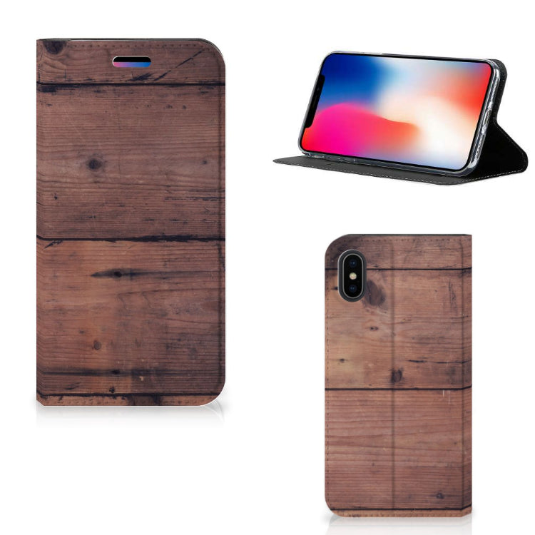 Apple iPhone X | Xs Book Wallet Case Old Wood