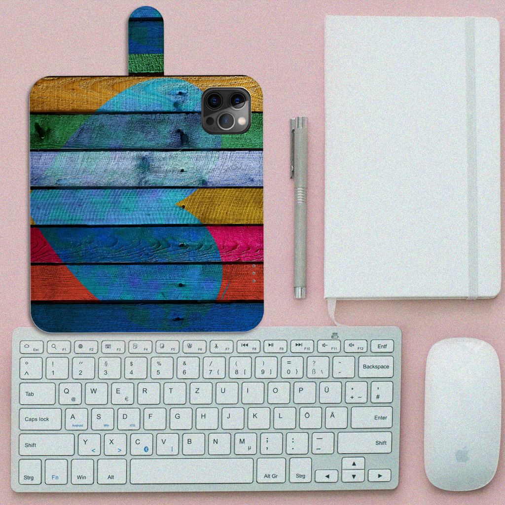 Apple iPhone 12 Pro Max Book Style Case Wood Heart - Cadeau voor je Vriend