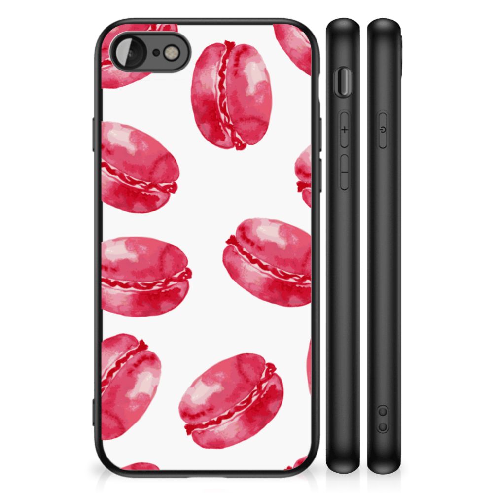 iPhone SE 2022 | SE 2020 | 7/8 Back Cover Hoesje Pink Macarons design met kleurrijke roze macarons.