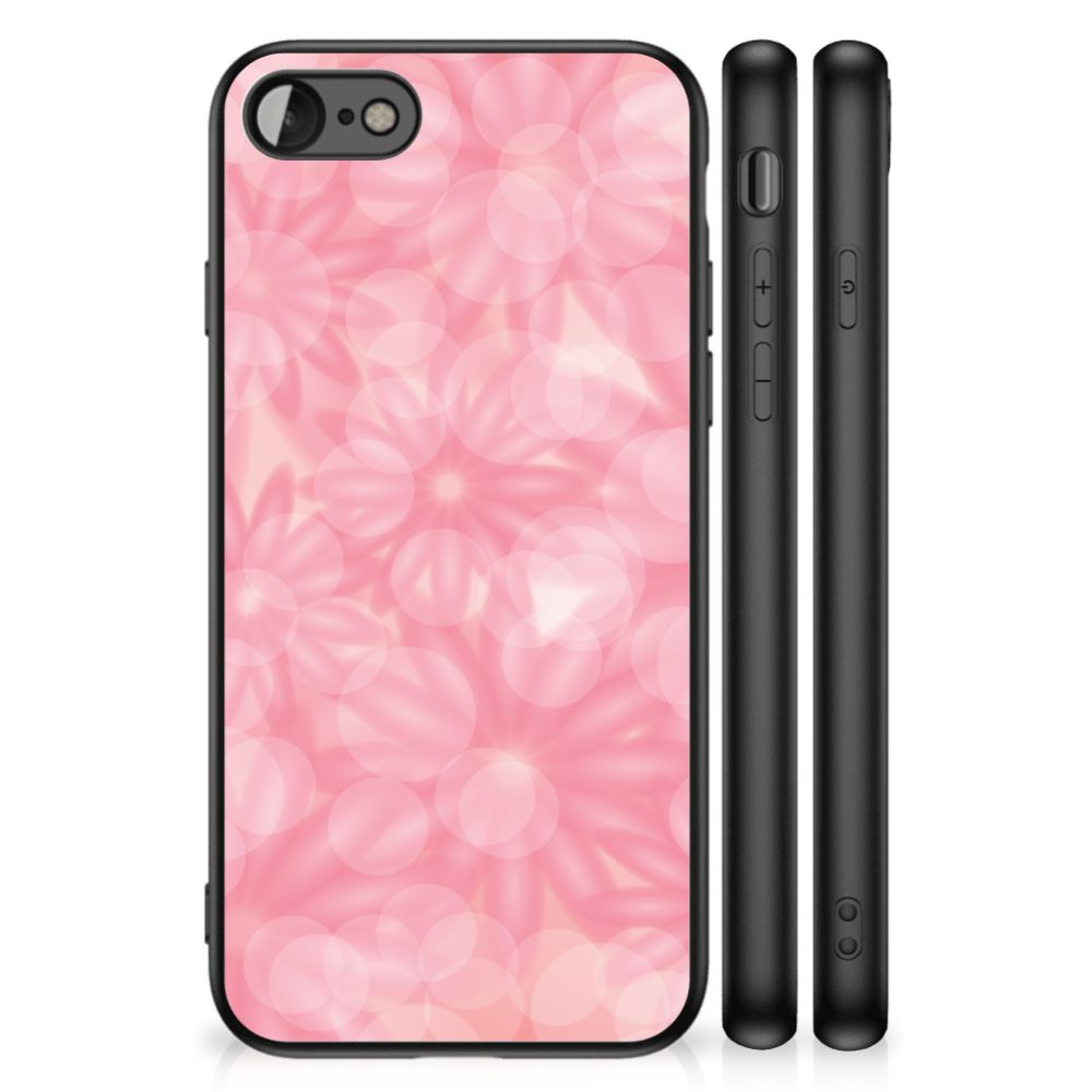 iPhone SE 2022 | SE 2020 | 7/8 Bloemen Hoesje Spring Flowers, roze bloemen back cover hoesje voor iPhone.