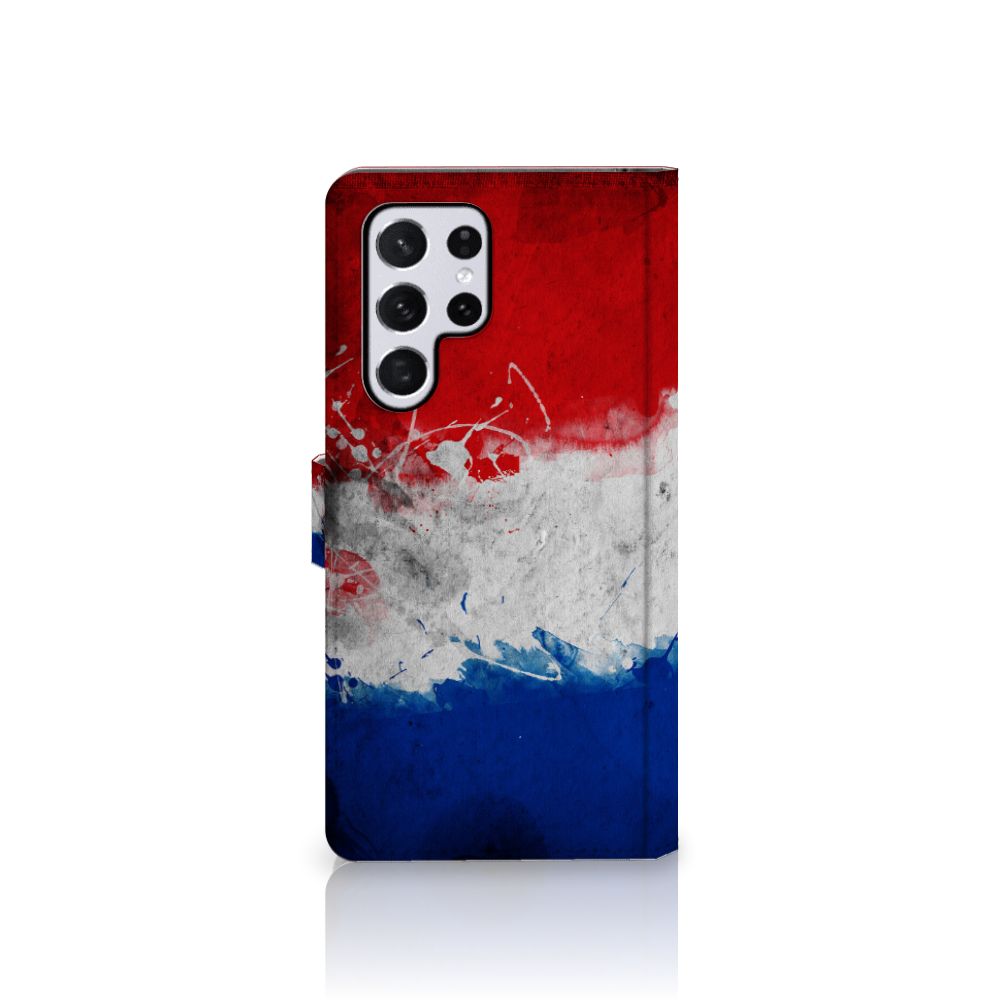 Samsung Galaxy S22 Ultra Bookstyle Case Nederland met pasjes en design van de Nederlandse vlag