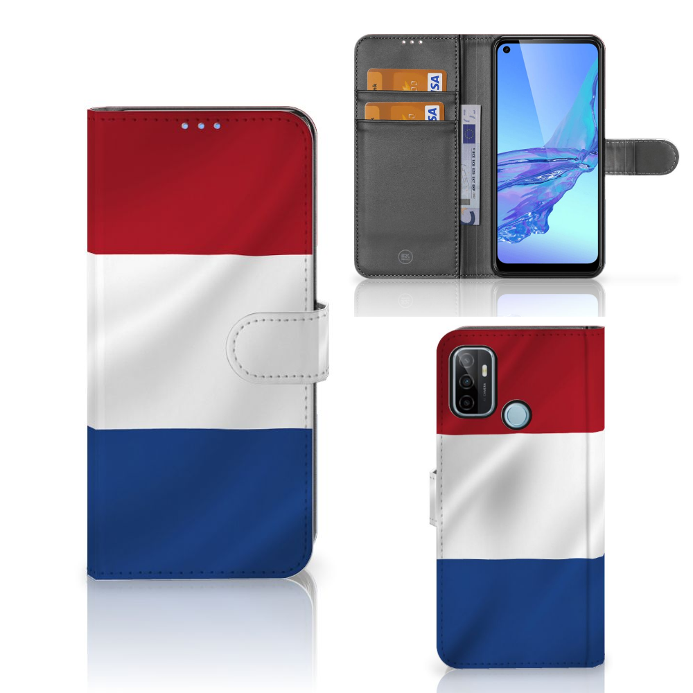 OPPO A53 | OPPO A53s Bookstyle Case Nederlandse Vlag, stijlvol telefoonhoesje met pasjeshouder.