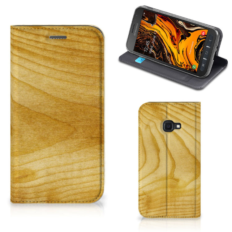 Samsung Galaxy Xcover 4s Book Wallet Case Licht Hout