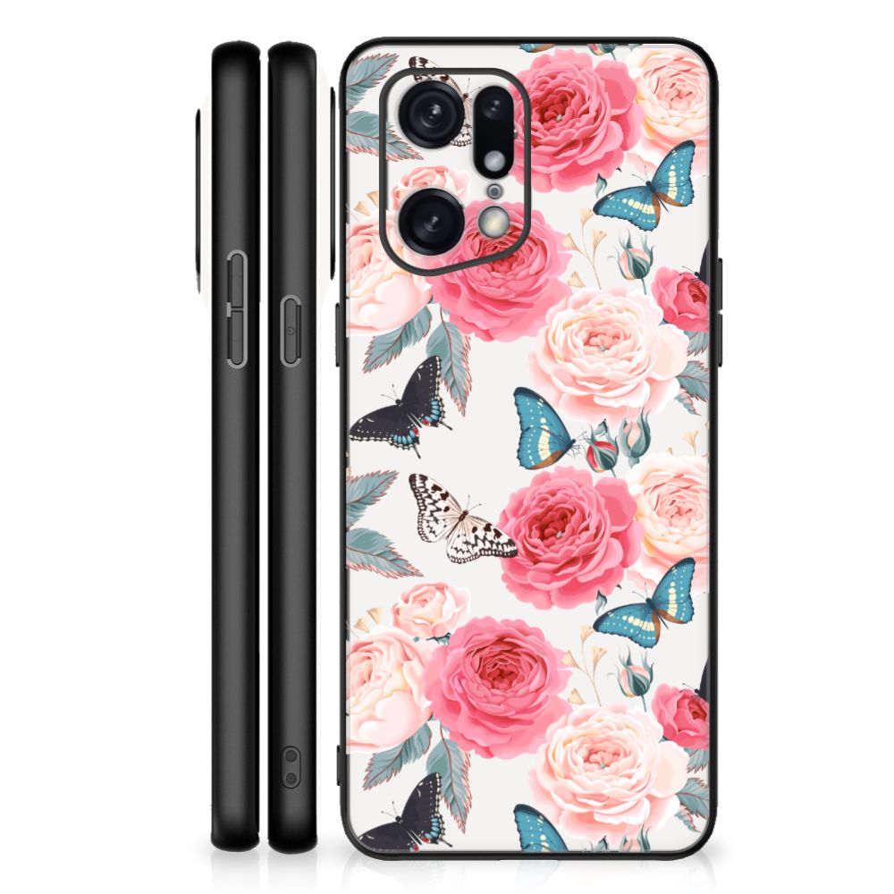 OPPO Find X5 Pro Bloemen Hoesje Butterfly Roses B2C Telecom