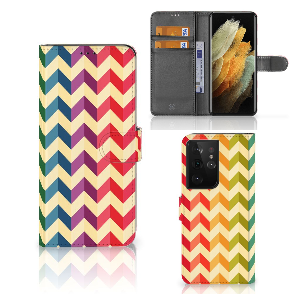 Samsung Galaxy S21 Ultra Telefoon Hoesje Zigzag Multi Color