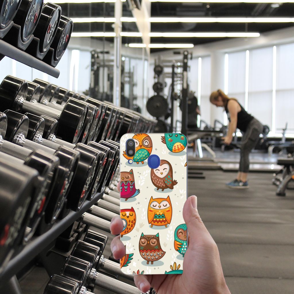 Samsung Galaxy M20 (Power) TPU Hoesje Vrolijke Uilen