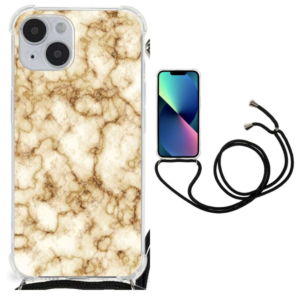 iPhone 14 Plus Anti-Shock Hoesje Marmer Goud