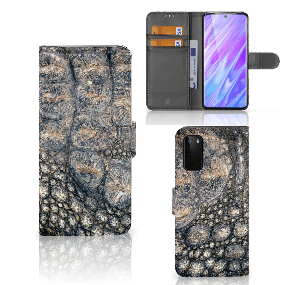 Samsung Galaxy S20 Telefoonhoesje met Pasjes Krokodillenprint
