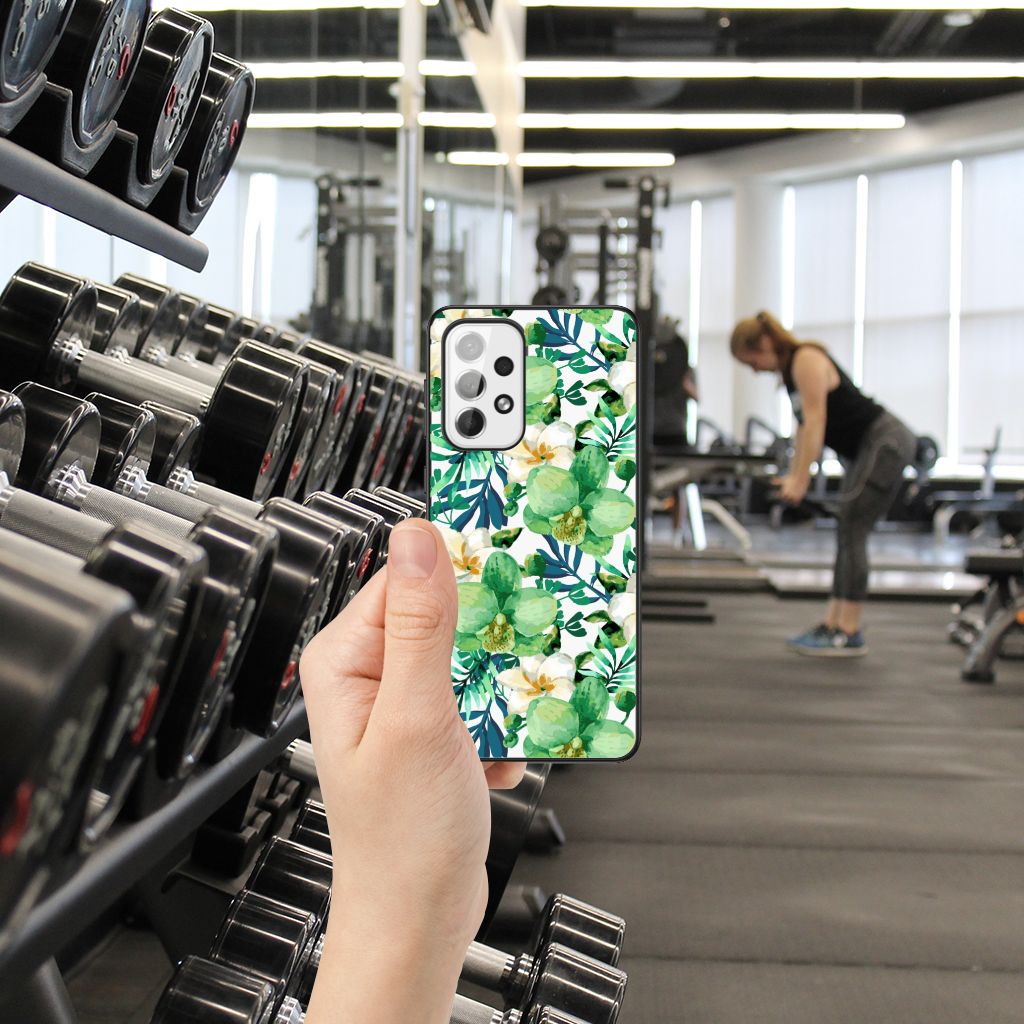 Samsung Galaxy A73 Bloemen Hoesje Orchidee Groen B2C Telecom