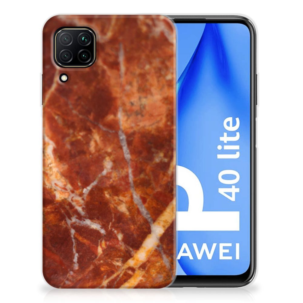 Huawei P40 Lite TPU Siliconen Hoesje Marmer Bruin