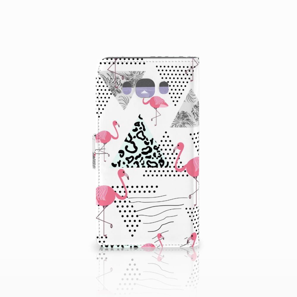 Samsung Galaxy J7 2016 Telefoonhoesje met Pasjes Flamingo Triangle