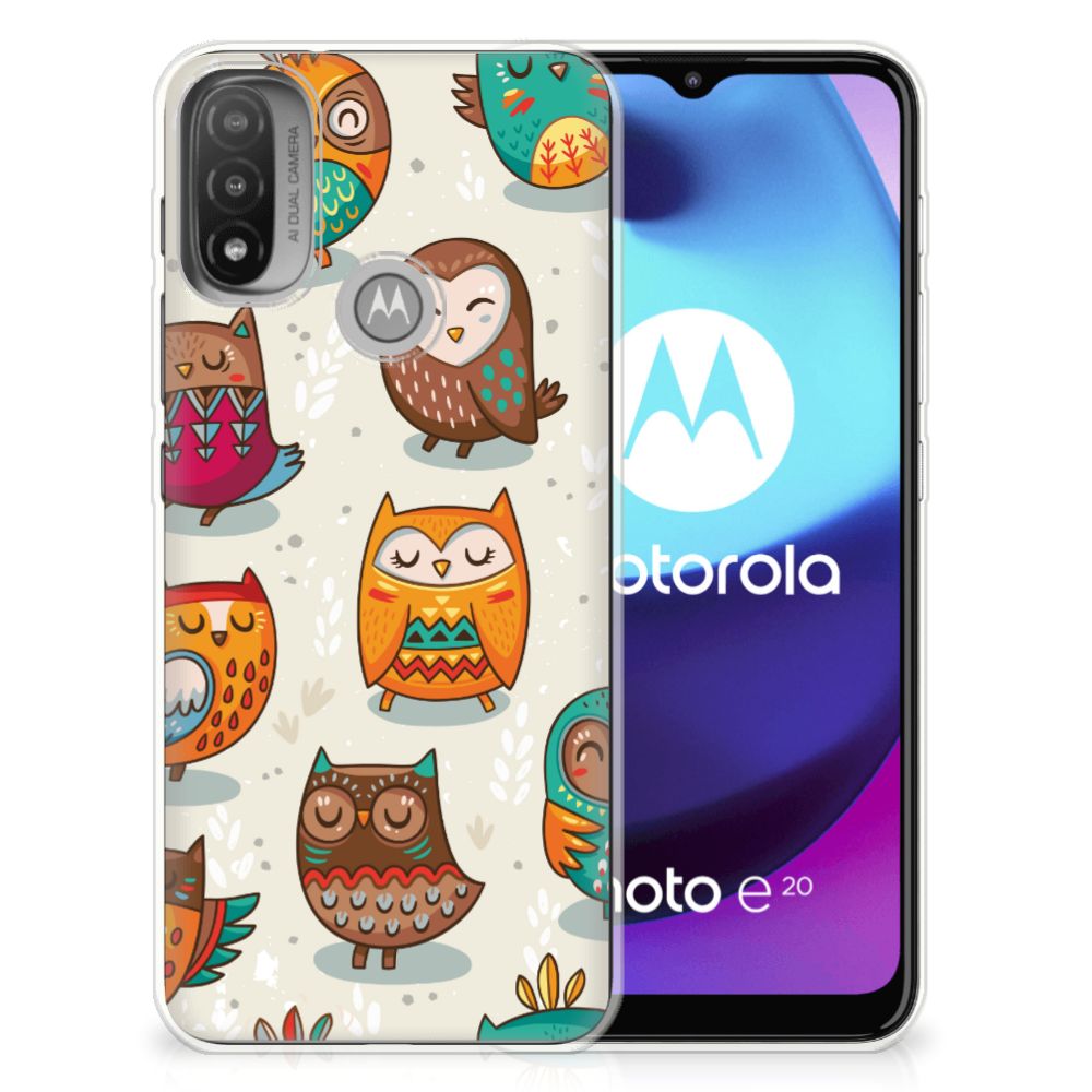 Motorola Moto E20 | E40 TPU Hoesje Vrolijke Uilen