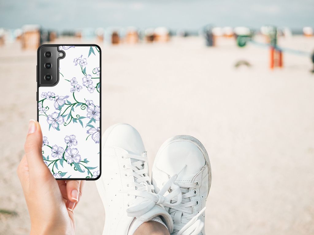 Samsung Galaxy S21 Plus Uniek Bloemen Hoesje Blossom White B2C Telecom