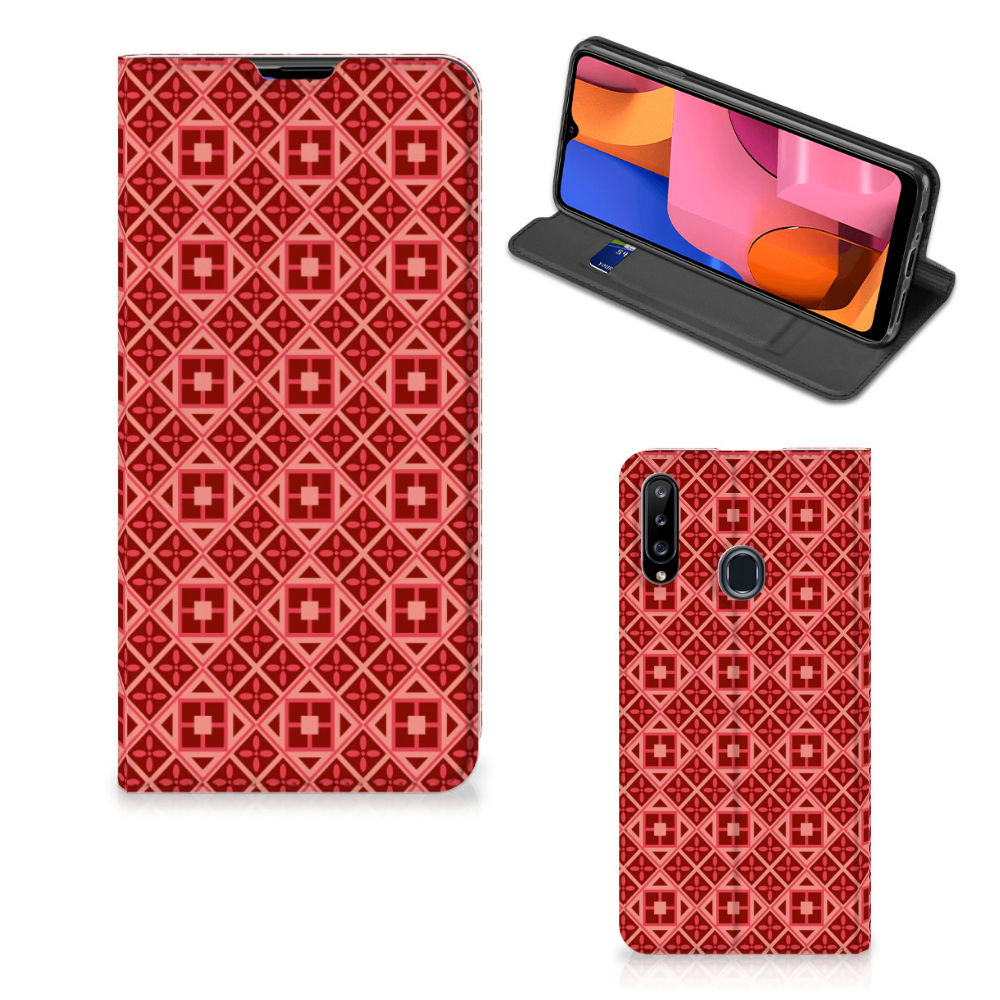 Samsung Galaxy A20s Hoesje met Magneet Batik Rood - B2C Telecom