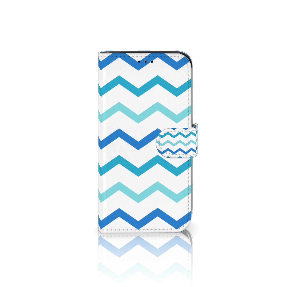 Apple iPhone 13 Telefoon Hoesje Zigzag Blauw