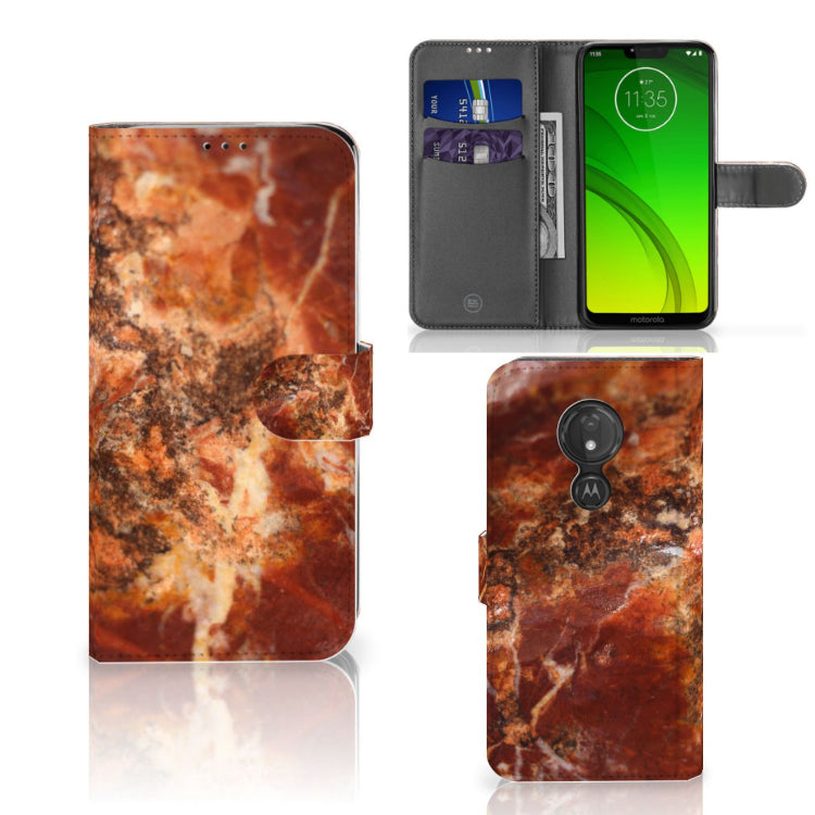 Motorola Moto G7 Power Bookcase Marmer Bruin