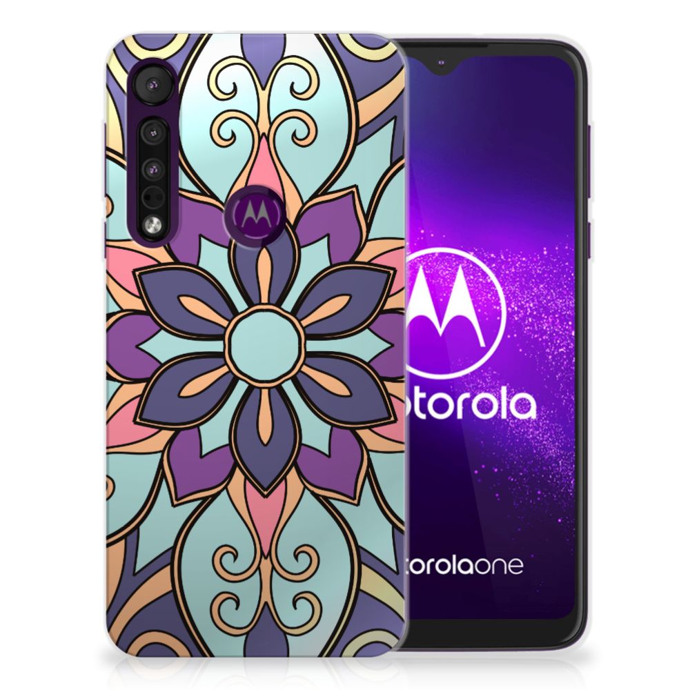 Motorola One Macro TPU Case Purple Flower