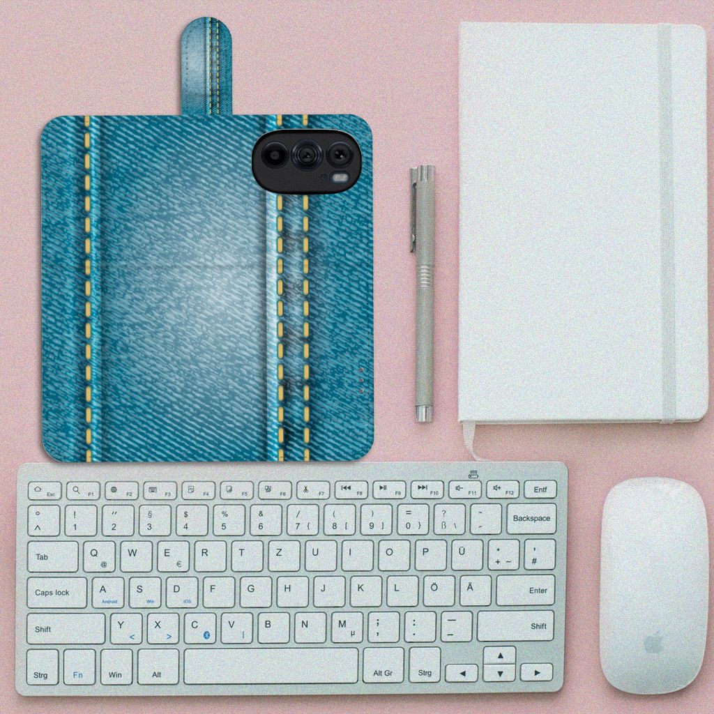 Motorola Edge 30 Pro Wallet Case met Pasjes Jeans